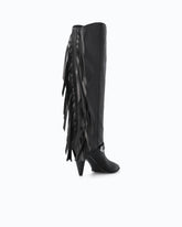 Bottes hautes en cuir nappa à talons et franges -  | Pinko
