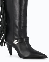 Bottes hautes en cuir nappa à talons et franges -  | Pinko