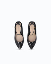 Patent leather pumps with wedge heel and ankle strap - Black | Pinko