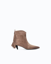Suede ankle boots with heel and fringing -  | Pinko