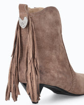 Suede ankle boots with heel and fringing -  | Pinko
