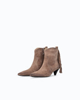 Suede ankle boots with heel and fringing -  | Pinko