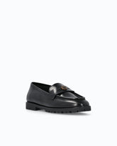 Leather loafer with logo and lug sole -  | Pinko